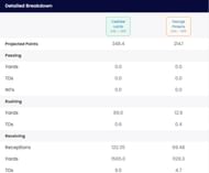 A comparison of fantasy projections for CeeDee Lamb and George Pickens in 2025
